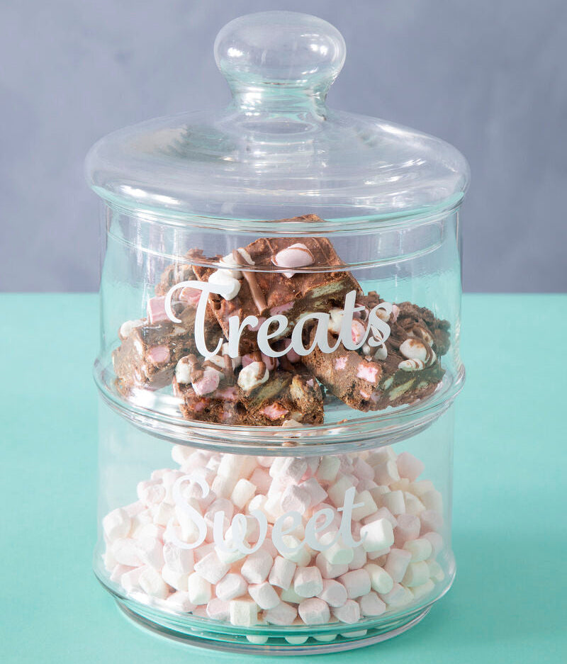 Stackable 2 Tier Glass Storage Jar