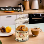 Stackable 2 Tier Glass Storage Jar