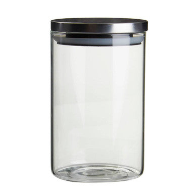 Glass Storage Jar with Silver Lid 990ml
