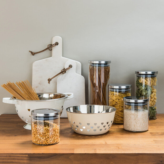Glass Storage Jar with Silver Lid 550ml
