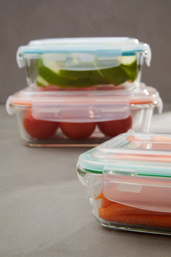 Set of 3 Rectangular Glass Containers