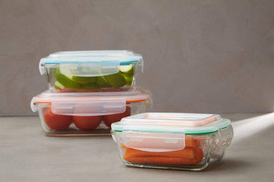 Set of 3 Rectangular Glass Containers