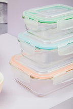 Set of 3 Rectangular Glass Containers