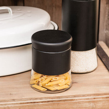Black Steel and Glass Storage Jar 800ml
