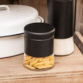 Black Steel and Glass Storage Jar 800ml