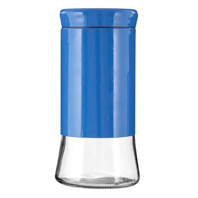 Blue Stainless Steel and Glass Storage Jar 1500ml