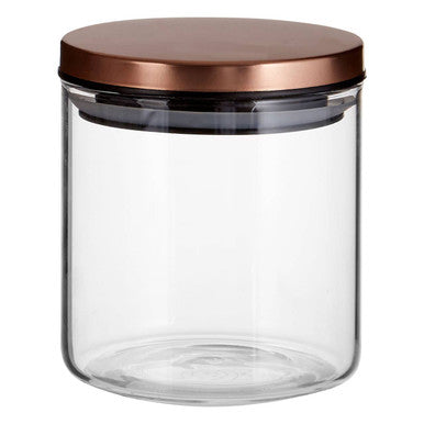 Glass Storage Jar with Rose Gold Lid 550ml
