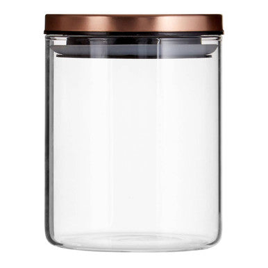 Glass Storage Jar with Rose Gold Lid 700ml