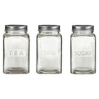 Set of Three Glass Jars With Silver Lids