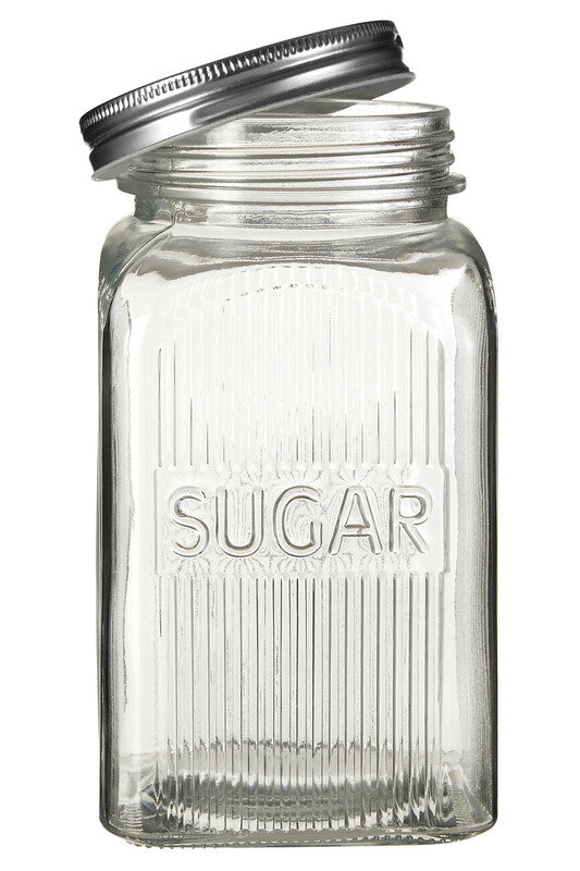 Set of Three Glass Jars With Silver Lids