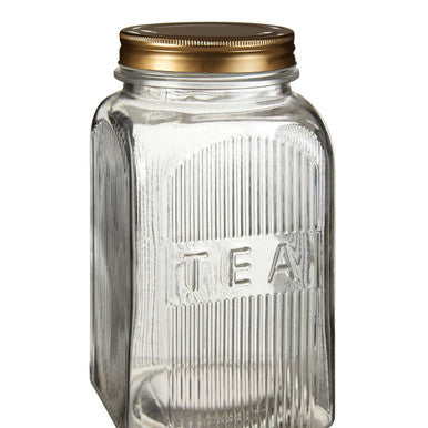 Set Of Three Glass Jars With Gold Finish Lids
