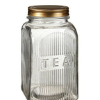 Set Of Three Glass Jars With Gold Finish Lids