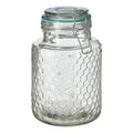 Clear Glass Honeycomb Clip Top Jar with Blue Seal 1300ml