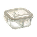 2 Section Square Glass Container with Lid 520 Ml
