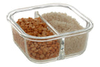 2 Section Square Glass Container with Lid 520 Ml