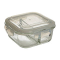2 Section Square Glass Container with Lid 800 Ml