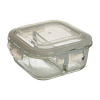 2 Section Square Glass Container with Lid 800 Ml