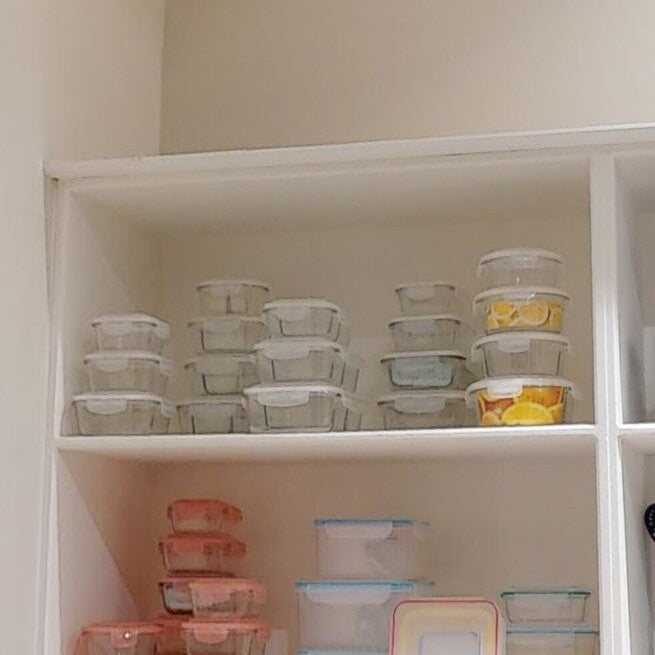 2 Section Square Glass Container with Lid 800 Ml