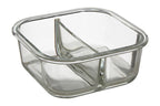 2 Section Square Glass Container with Lid 800 Ml