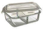2 Section Rectangular Glass Container with Lid 1040 Ml