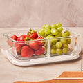 2 Section Rectangular Glass Container with Lid 1040 Ml