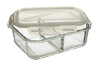 2 Section Rectangular Glass Container with Lid 1520 Ml