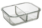 2 Section Rectangular Glass Container with Lid 1520 Ml