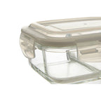 2 Section Rectangular Glass Container with Lid 1520 Ml