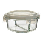 2 Section Round Glass Container with Lid 950 Ml