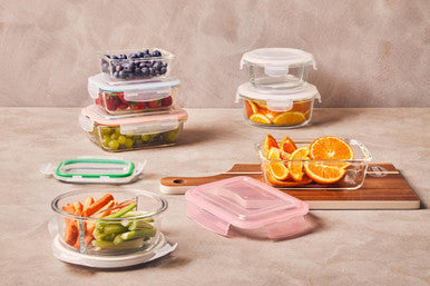 2 Section Round Glass Container with Lid 950 Ml