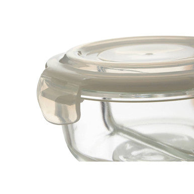 2 Section Round Glass Container with Lid 950 Ml