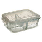 3 Section Rectangular Glass Container with Lid 1040 Ml