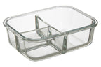 3 Section Rectangular Glass Container with Lid 1040 Ml