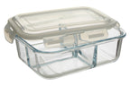 3 Section Rectangular Glass Container with Lid 1520 Ml