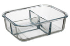 3 Section Rectangular Glass Container with Lid 1520 Ml