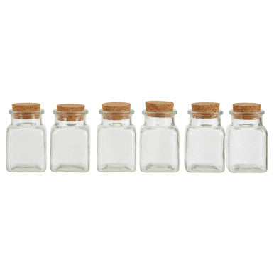Set of 6 Square Small Glass Jars