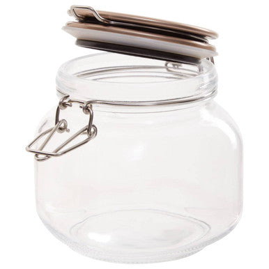 Square 800Ml Glass Jar With Champagne Lid