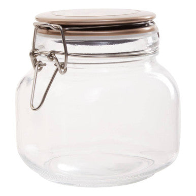 Square 800Ml Glass Jar With Champagne Lid