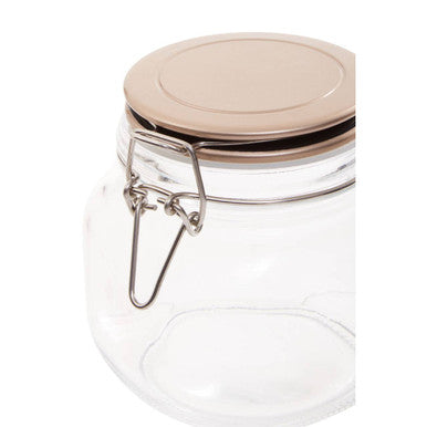 Square 800Ml Glass Jar With Champagne Lid