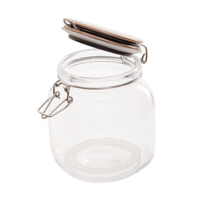 Square 1050Ml Glass Jar With Champagne Lid