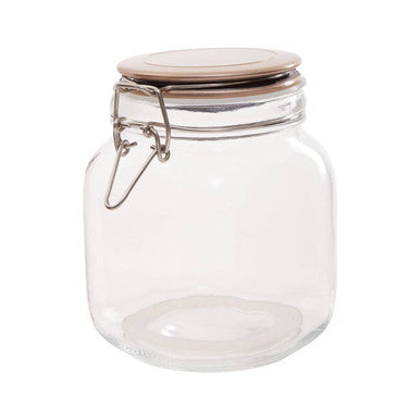 Square 1050Ml Glass Jar With Champagne Lid