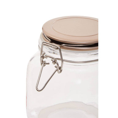 Square 1050Ml Glass Jar With Champagne Lid