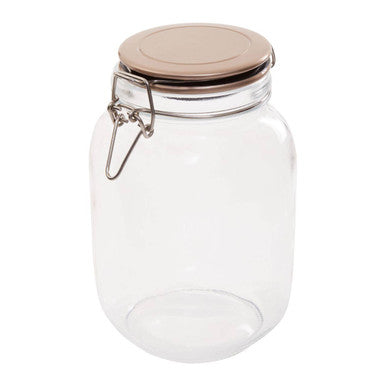 Square 1550Ml Glass Jar With Champagne Lid