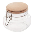 Square 500Ml Glass Jar With Wooden Lid