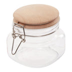 Square 500Ml Glass Jar With Wooden Lid