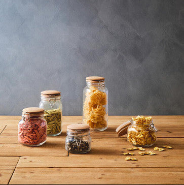 Square 500Ml Glass Jar With Wooden Lid