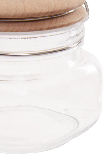 Square 500Ml Glass Jar With Wooden Lid