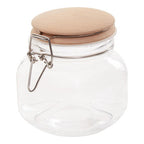 Square 800Ml Glass Jar With Wooden Lid