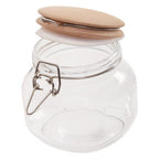Square 800Ml Glass Jar With Wooden Lid
