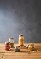 Square 800Ml Glass Jar With Wooden Lid